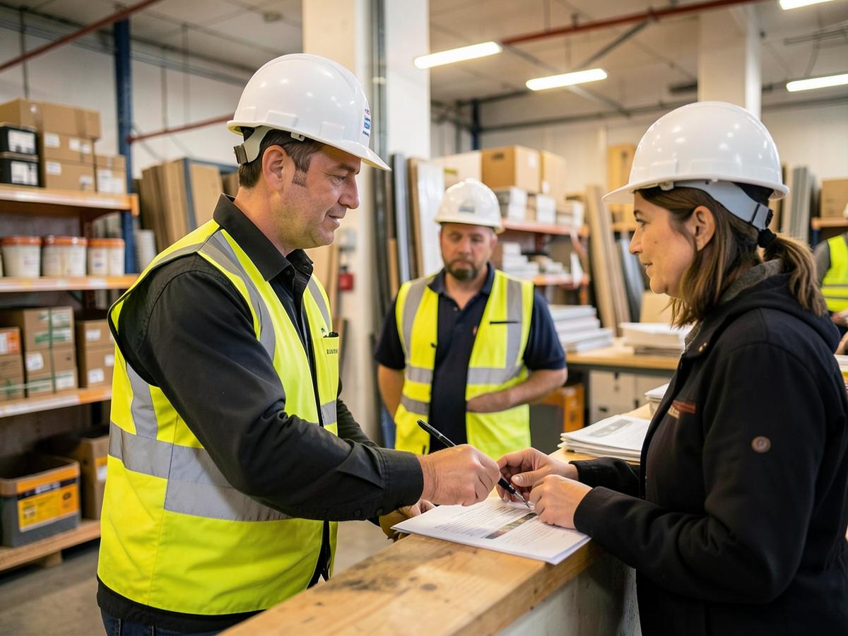 Asesoría a un cliente en un depósito de materiales de construcción